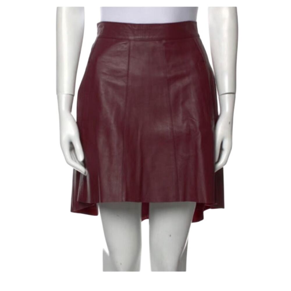 Manning Cartell Burgundy Leather A-Line Skirt Size AU 6 US 2